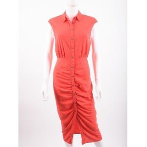 Sleeveless Button-Down Coral Dress